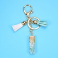 2 PCS Gold Foil English Letter Tassel Keychain Bag Decoration Pendant(I)