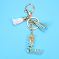 2 PCS Gold Foil English Letter Tassel Keychain Bag Decoration Pendant(L)