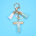 2 PCS Gold Foil English Letter Tassel Keychain Bag Decoration Pendant(T)