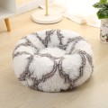 Long-haired Round Pet Kennel Warm Pet Bed, Specification: 50cm(Gray)
