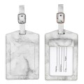 Marbled PU Leather Luggage Tag Oil Edge Sewing With Metal Hardware Buckle(Grey)