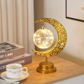 LED Wrought Iron Moon Lamp Decorative Lamp Festival Table Lamp,Style: Hanging Ball