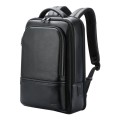 Bopai 61-70111 Cowhide Multi-compartment Waterproof Anti-theft Backpack with USB Charging Hole(Black