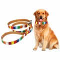 Canvas + PU Colorful Strip Pet Dog Leash L 2.5 x 120cm