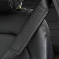 Fiber Leather Embossed Car Seat Belt Shoulder Cover Protector 6.5X23cm(Black)