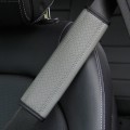 Fiber Leather Embossed Car Seat Belt Shoulder Cover Protector 6.5X23cm(Gray)