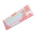 BAJEAL K100 87 Keys Green Shaft Wired Mechanical Keyboard, Cable Length: 1.6m(White Pink)
