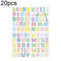 20pcs ZPKTZM Children Cartoon Colorful Letters Stickers DIY Lunch Box Waterproof Sticker(136x186mm)