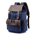 Canvas Leisure Backpack Computer Bag Student School Bag(Navy)