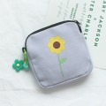 Sanitary Napkin Storage Bag Large Capacity Little Bag Canvas Simple Short Wallet(Light Purple)