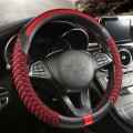 Honeycomb Fabric Round Steering Wheel Cover, Size: 36cm(Black Red)