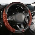 Honeycomb Fabric Round Steering Wheel Cover, Size: 36cm(Black Coffee)