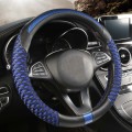 Honeycomb Fabric Round Steering Wheel Cover, Size: 36cm(Black Blue)