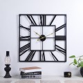 2053 58cm Vintage Living Room Wrought Iron Square Roman Metal Wall Clock, Color: Black+Gold Needle