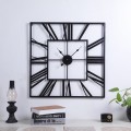 2053 58cm Vintage Living Room Wrought Iron Square Roman Metal Wall Clock, Color: Black+Black Needle