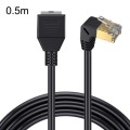 Up Bend 0.5m Cat 8 10G Transmission RJ45 Male To Female Computer Network Cable Extension Cable(Black