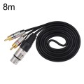 XLR Female To 2RCA Male Plug Stereo Audio Cable, Length: 8m