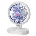 USB Lighting Fan Home Rotatable Dressing Table Fill Light Small Fan(Blue White)