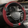 Car Universal Honeycomb Fabric D Type Steering Wheel Cover, Size: 36cm(Black Red)