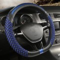 Car Universal Honeycomb Fabric D Type Steering Wheel Cover, Size: 36cm(Black Blue)