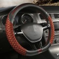 Car Universal Honeycomb Fabric D Type Steering Wheel Cover, Size: 36cm(Black Coffee)