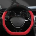 Turned Fur D Type Steering Wheel Cover, Size: 38cm(Black Red)