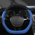 Turned Fur D Type Steering Wheel Cover, Size: 38cm(Black Blue)