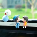 Car Ornament Ornament Lovely Kissing Couple Doll, Color: Blue+Blue White Balloon