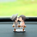 Car Ornament Ornament Lovely Kissing Couple Doll, Color: Stool Gray Couple