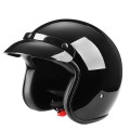 BYB 701 All Seasons Retro Motorcycle Helmet, Size: M(Bright Black)