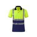 Reflective Quick-drying T-shirt Lapel Short-sleeved Safety Work Shirt, Size: M(Fluorescent +Navy Blu