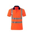 Reflective Quick-drying T-shirt Lapel Short-sleeved Safety Work Shirt, Size: XXXL(Orange Red)