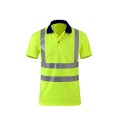 Reflective Quick-drying T-shirt Lapel Short-sleeved Safety Work Shirt, Size: XXXXL(Fluorescent Yello