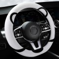 Car Steering Wheel Cartoon Short Fluff Handle Cover, Size: 38cm(Black White D Shape)