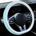 Car Steering Wheel Short Plush Winter Non-slip Grip Cover, Size: 38cm(D Shaped Blue)