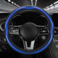 Car Steering Wheel Carbon Fiber Breathable Wear-resistant Leather Case, Size: 38cm(Blue Round)