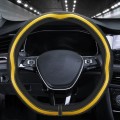 Car Steering Wheel Carbon Fiber Breathable Wear-resistant Leather Case, Size: 38cm(Yellow D Shape)