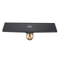 8x30cm Extended Full Copper Strip Floor Drain, Style: K8038 Black Bronze+Magnetic Suspension