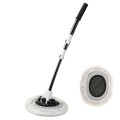 Soft Hair Curved Rod Car Wash Long Handle Telescopic Mop, Color: Black White Replacement Head