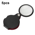 5pcs 50mm 8X Mini Leather Folding Magnifier