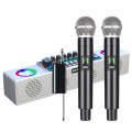 X80 Portable Multifunctional Live Singing Wireless Bluetooth Sound Card Speaker (Dual-microphone Whi