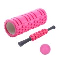 33cm 3pcs/set EVA Hollow Foam Roller Muscle Relaxation Roller Yoga Column Set Fitness Equipment(Pink