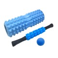 3pcs/set Crescent Hollow Foam Roller Yoga Column Set Fitness Muscle Relaxation Massager Set(33cm Blu