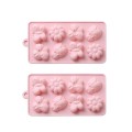 2pcs 8 In 1 Small Worm Flower Silicone Cake Mold Handmade Soap Chocolate Ice Grid DIY Mold(Pink)