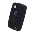 2pcs Car Key Cover for Peugeot 206/207/4008/3008 Citroen Sega/Triumph/C5(Black)