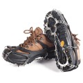 F11-1 11 Teeth 201 Stainless Steel Outdoor Snow and Ice Mountaineering Non-slip Shoes Cover(M Black)