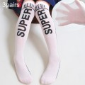 3pairs Spring And Autumn Student Children Skin-Friendly Alphabet SUP Mesh Long Cotton Socks About 35