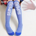3pairs Spring And Autumn Student Children Skin-Friendly Alphabet SUP Mesh Long Cotton Socks About 42