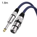 1.8m Blue and Black Net TRS 6.35mm Male To Caron Female Microphone XLR Balance Cable