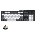 Ajazz AK35I 110 Keys White Light Backlight PBT Keycap Wired Mechanical Keyboard Tea Shaft (Gray Whit
